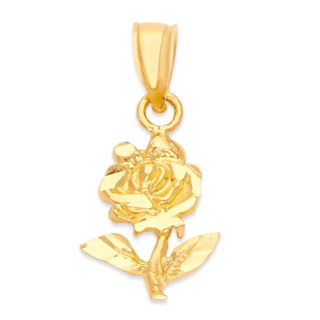 Solid Gold Rose Pendant in 10 or 14k, Romantic Flower Jewelry Gifts for Her