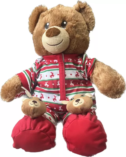 Build-A-Bear : Plush Brown Bear Christmas Outfit Pajamas Reindeer Slippers ￼