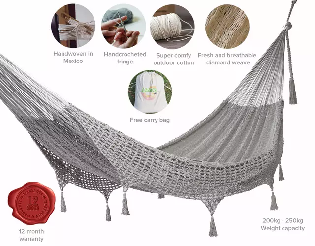 Mayan Legacy Queen Size Deluxe Outdoor Cotton Mexican Hammock in Dream Sands ... 2