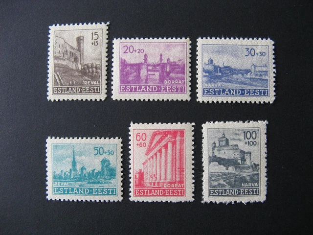 Estland 1941 - Mi. 4-9 postfrisch - Freimarken - Wiederaufbau / Bauwerke