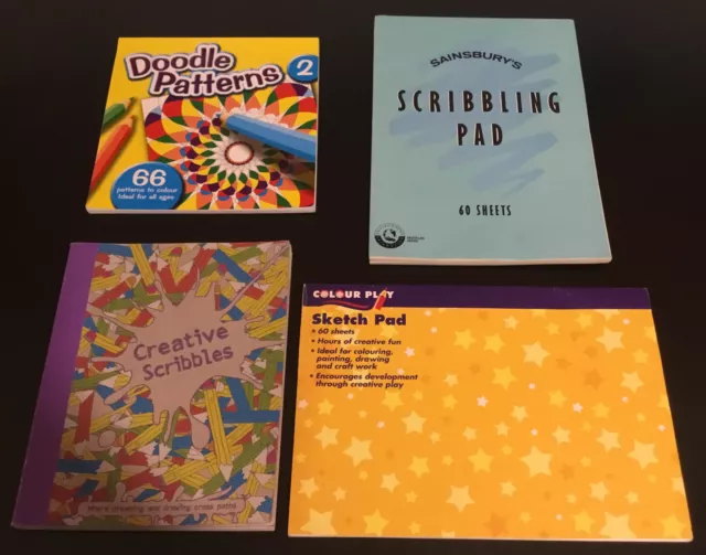 Drawing & Colouring Books Bundle - Creative Scribbles/Sketch Pad/Doodle Patterns