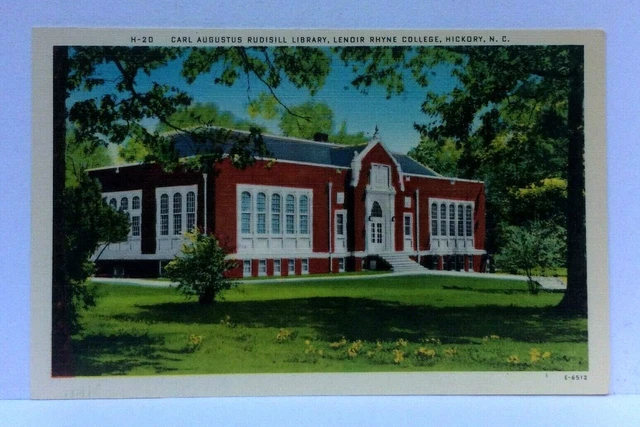 Hickory North Carolina NC Lenoir Rhyne College Library Linen Vintage Postcard