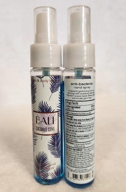 Set of 2 Bali Coconut Cove Bath & Body Works Hand Spray (for scent, not germs)