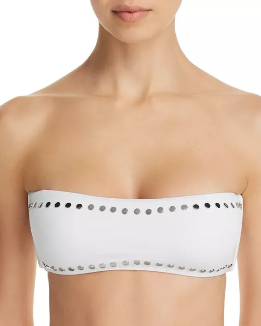 Dolce Vita WHITE Stellar Studs Bandeau Bikini Swim Top, US X-Large