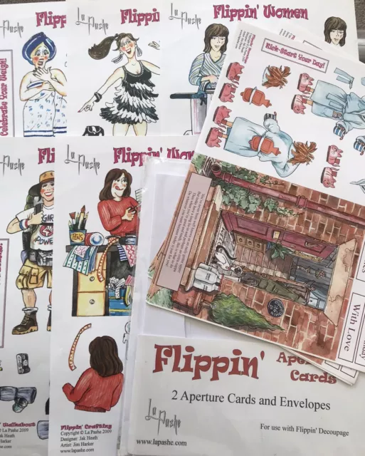 La  Pashe Flippin Decoupage 5 Large,7 Small Sheets & Cards Envelopes Card Making