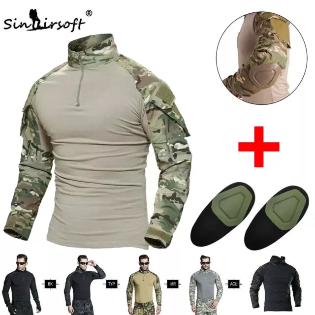 Herren Militär Armee Kampf Gen3 Shirt Taktisch Lang Ärmel Lässig T-Shirt Tarnung