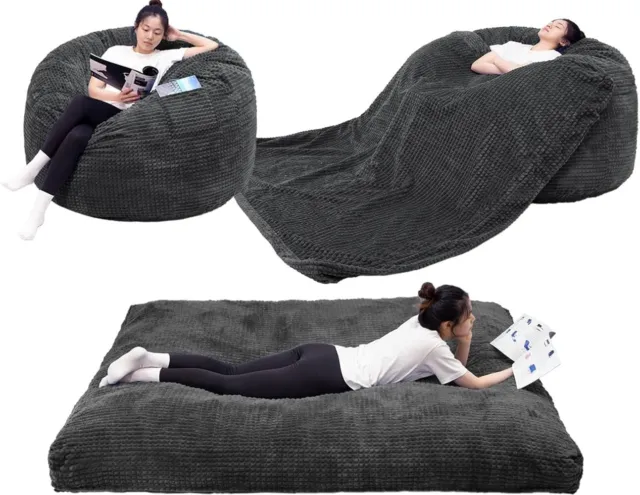 5/6 FT Foam Giant Bean Bag Memory Chair Lazy Sofa Soft Protect Cover(Only  Cover)
