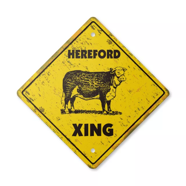 Hereford Vintage Crossing Sign Xing Plastic Rustic cow cattle steet farm milk da