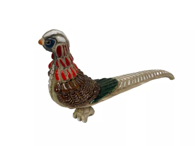 Artesania Rinconada Pheasant Bird Figurine Clay Art Pottery Handmade Uruguay