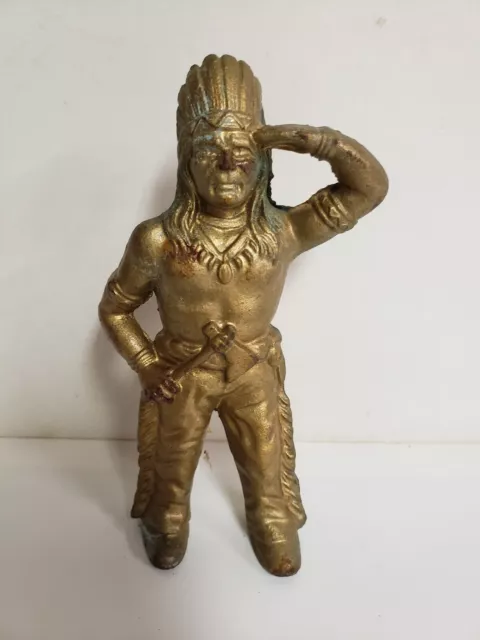 Vintage Cast Iron Native American Indian Chief Cast Iron Coin Bank 6.75" tall