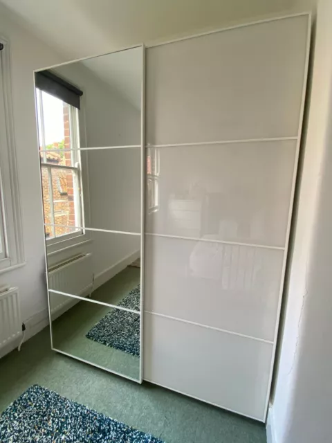 IKEA PAX WARDROBE Soft Close Sliding Doors (AULI Mirror Glass FARVIK ...