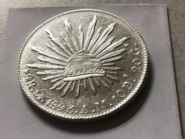 1893 Mo AM MEXICAN 8 REALES  SILVER  RARE HIGH GRADE