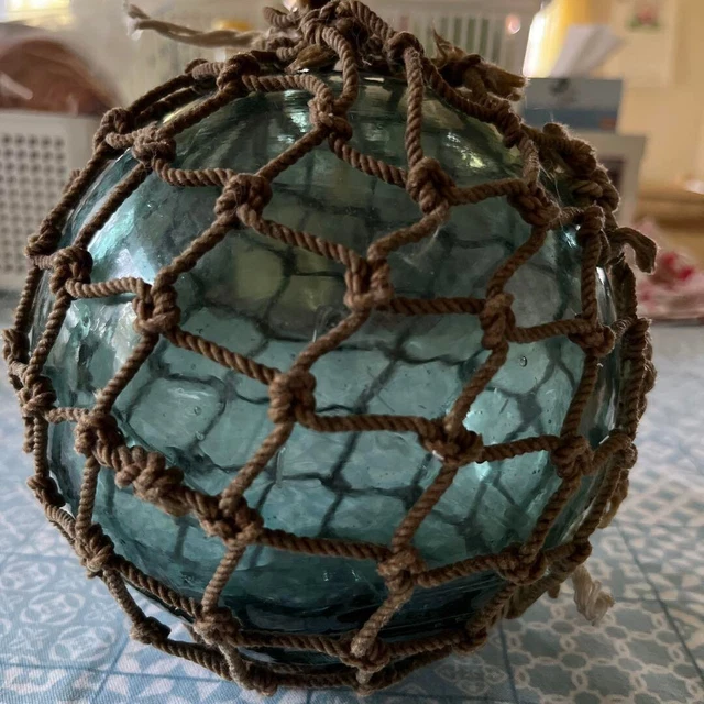 Japanese Glass Fishing Float Net Buoy Glass Ball 18cm Vintage Showa Retro