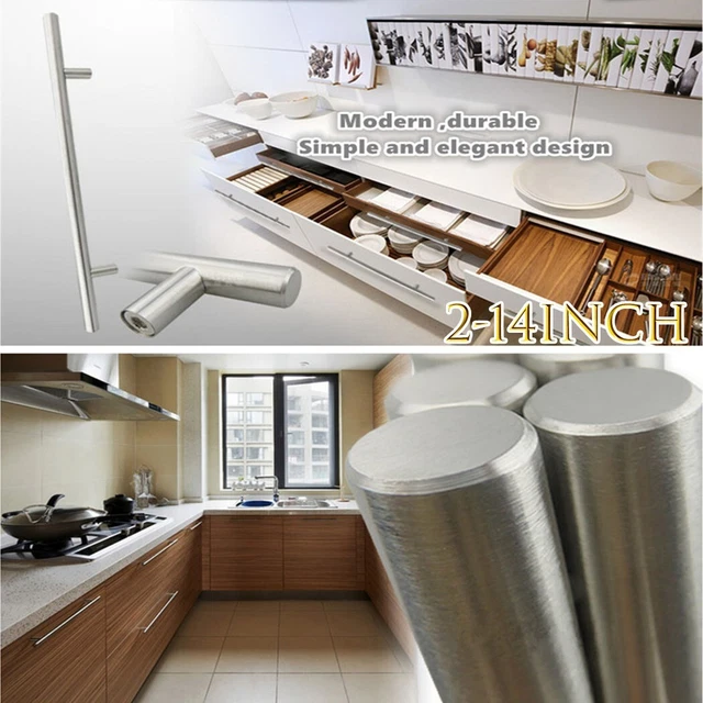 2~14Inches Stainless Steel Silver T-type Drawer Cabinet Wardrobe Door Pull Handl