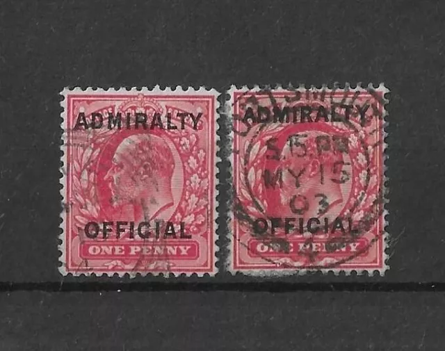 GB 1903-04 1d Admiralty Officials - Both 'M' Types Used