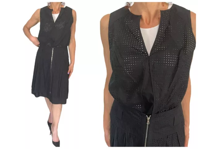 Proenza Schouler Black Cotton Perforated Mesh Sleeveless Top Zipper Skirt Set 8