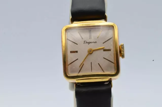 Dugena Orologio Donna Acciaio Placcato 20MM Carica Manuale Vintage Raro Polso 2