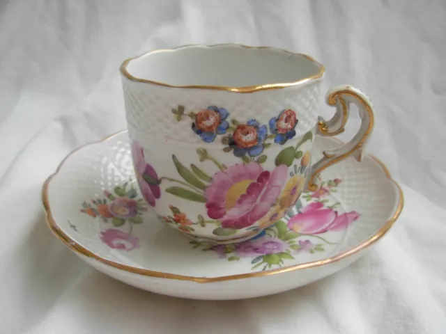 ANTIQUE GERMAN PORCELAIN COFFEE CUP AND SAUCER,19th CENTURY.