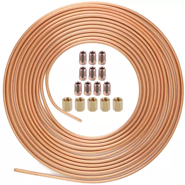 Brake Pipe Hose Line Tube Roll Copper Nickel 3/16'' Fittings Tubing [25FT/7.5M ]