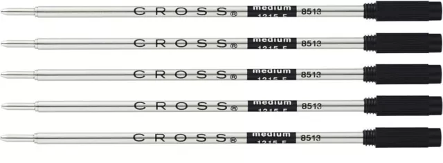 5 Cross Genuine Ballpoint Pen Refills, Black Medium, #8513, Bulk Packed, New