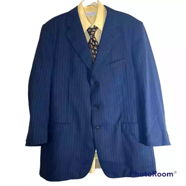 Ermenegildo Zegna Heritage Men's Wool Sport coat Jacket 46 Navy Blue Pinstripe