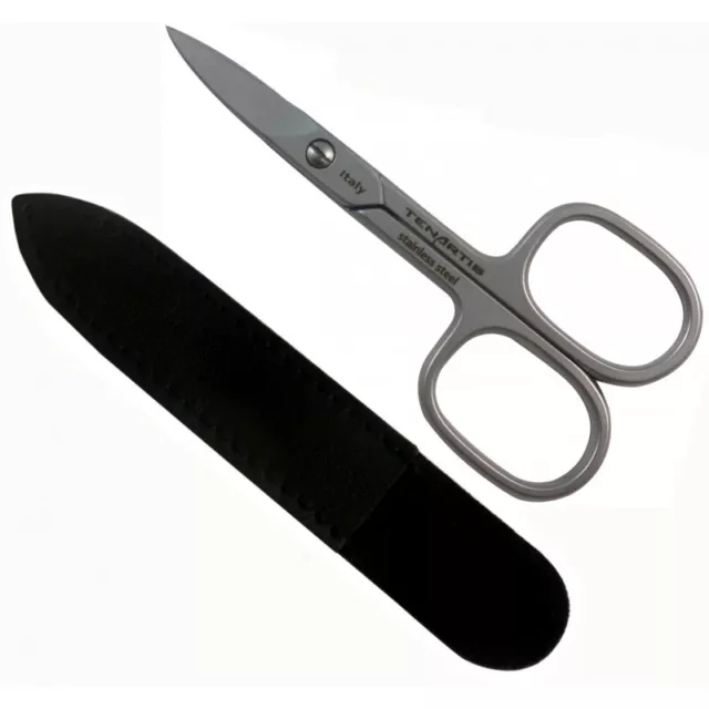 Ciseaux à Ongles en Acier Inox Lames Courbées PlasticFree avec Etui en Cuir Ecol