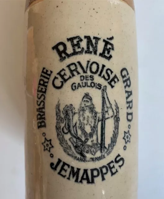 rare bouteille de bière en grés publicitaire - brasserie - cervoise du gaulois