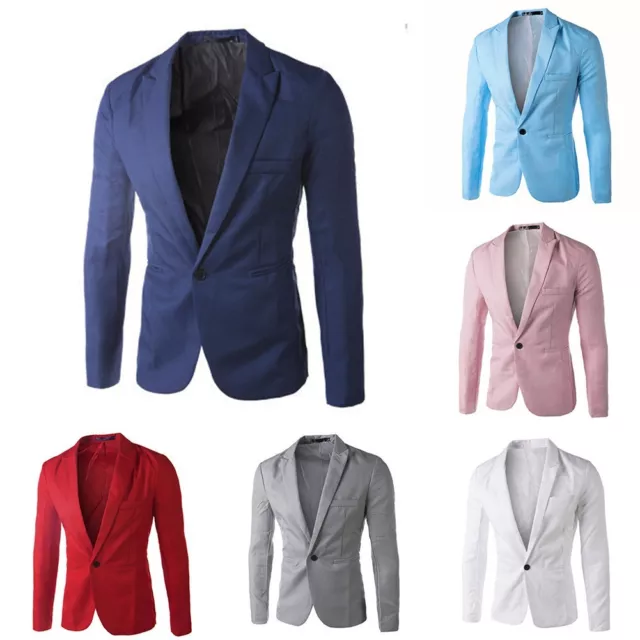 Classy Buttoned Suit Coat Tops Mens Formal Business Blazer Jacket for Weddings