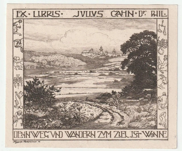 FRANZISKA KAHN-REDELSHEIMER: Exlibris für Julius Cahn, 1906