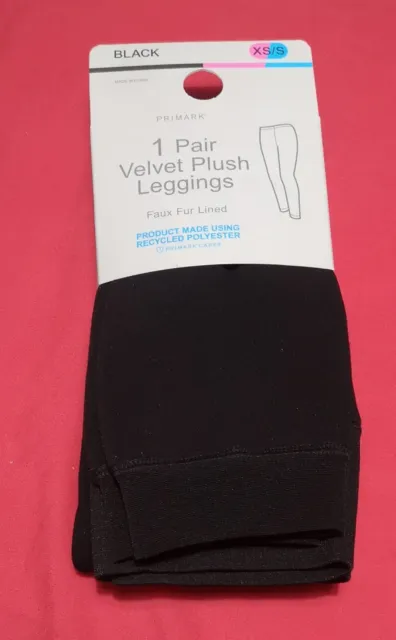 Womens Primark Velvet Plush Leggings Black or Color Faux Fur Lined XS S L  XL XXL 