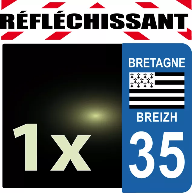 DEPARTEMENT 35 rétro-réfléchissant Plaque Auto 1 sticker autocollant reflectif