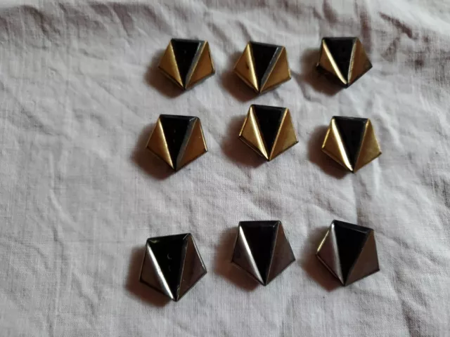 9 Boutons Anciens en Pâte de Verre noir doré et argent Rare Buttons Mode