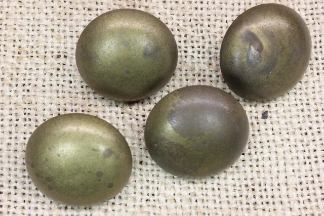 4 Old Large Brass Tacks 1” Dia Patina Spots Round Head Vintage Furniture Feet