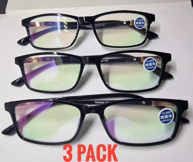 3 Pack Quality Trendy Reading Glasses Anti-blue Unisex Mens Ladies Eyeglass