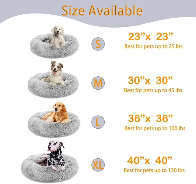 Plush Dog Bed, Donut Dog Bed for Small Medium Large Dogs, Anti Anxiety 4