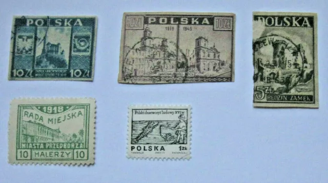 Briefmarken Polen 5 Stück  - gestempelt  - ungestempelt - randlos