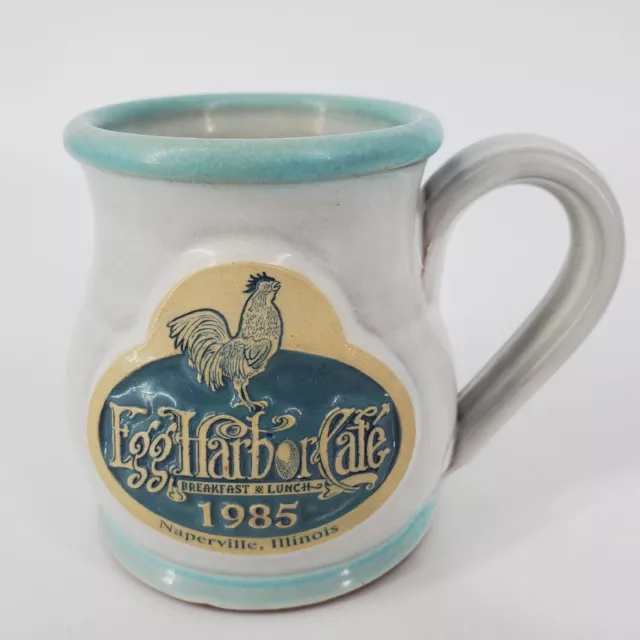 2011 Egg Harbor Cafe Naperville, Illinois Deneen Pottery Mug White Green Trim 12