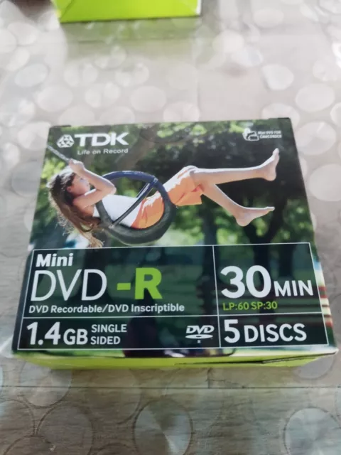 5 Mini DVD-R TDK 30 Min Single Sided 1.4GB  NEUF Célé