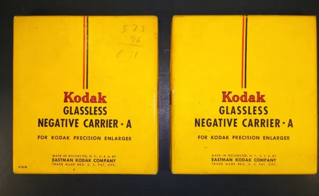 (2) Kodak Glassless Negative Carriers 2 1/4" x 3 1/4" & 35mm Original Boxes