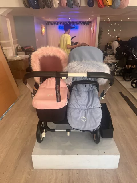 Bugaboo donkey 2 Duo- Pink & Blue-Professionally Restored