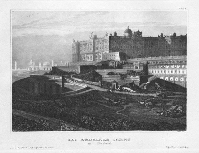 Madrid Castello Di Spagna España Spain Vista Incisione Acciaio Engraving 1850
