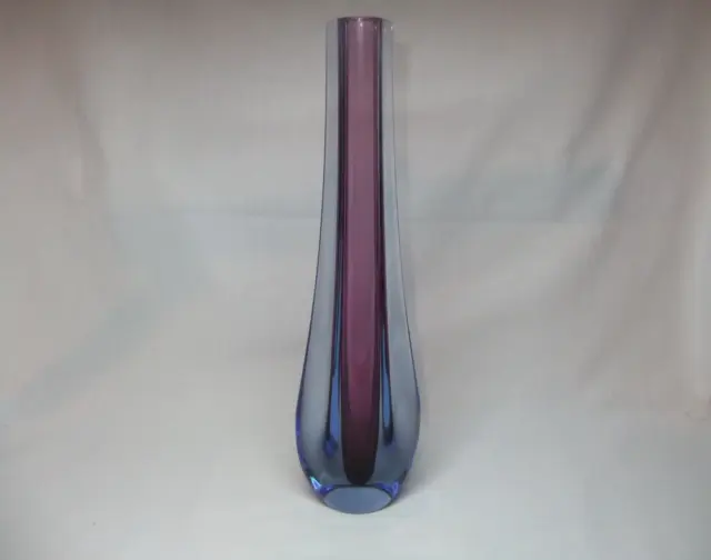 Galliano Ferro Murano Sommerso Purple & Blue Italian Italy Art Glass Stem Vase