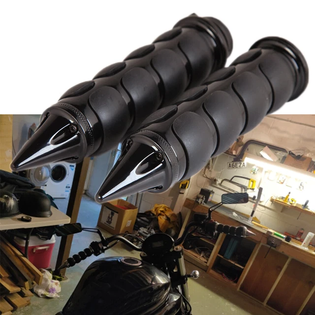 Black 1" Inch Motorcycle Handle Bar Hand Grips For Honda Yamaha Harley Kawasaki
