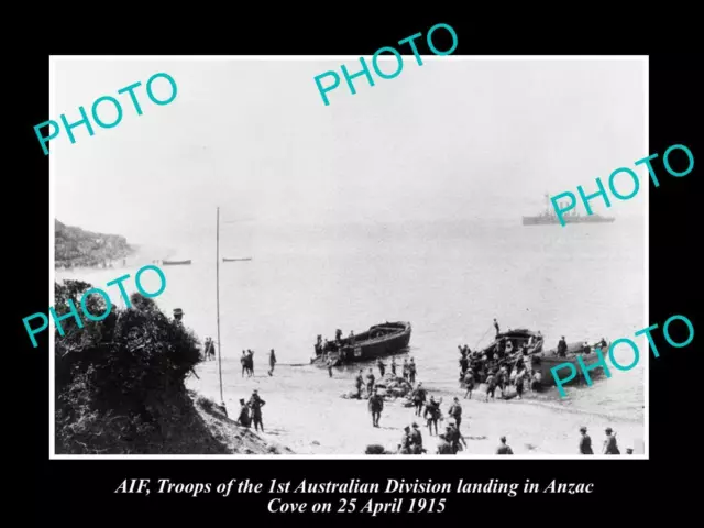 OLD HISTORIC PHOTO OF WWI AUSTRALIAN ANZAC SOLDIERS LANDING AT GALLIPOLI c1915