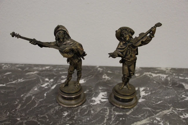 paire de musiciens renaissance en bronze XIXeme