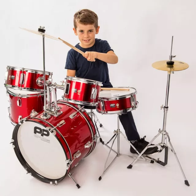 PP Drums Junior 5-teiliges Drum Kit - rot (Kinder Kinder Anfänger) PP200RD 2
