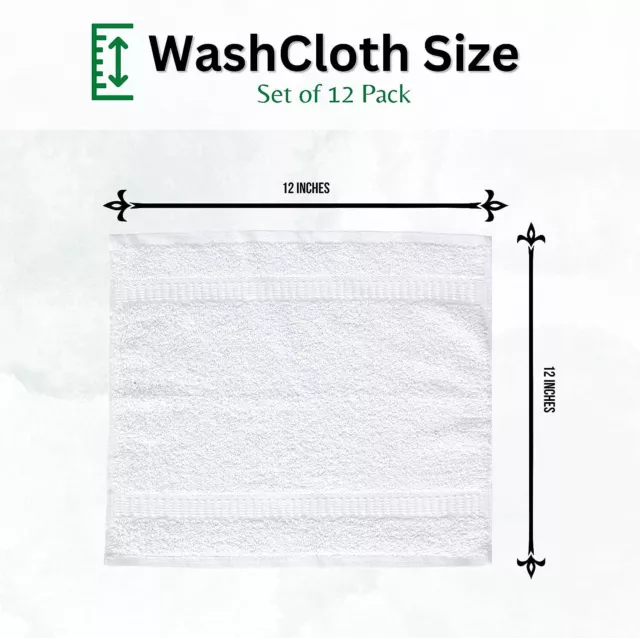 Washcloth 12x12 Kitchen Towels Set White Premium Cotton Bulk Pack 12,24,48 Towel 3