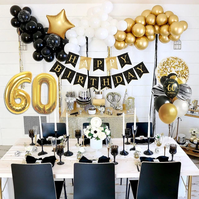 adaziau 60 Anni Compleanno Uomo Donna Nero Oro Palloncini 60 Anni Co 2