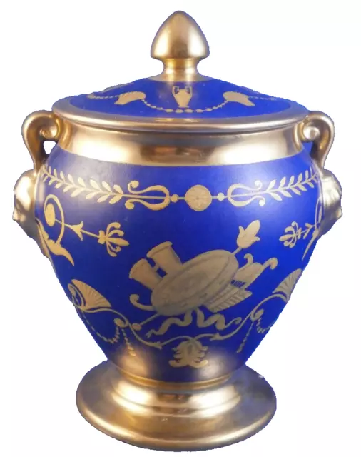 Antique Nymphenburg Porcelain Blue & Gold Sugar Dish Porzellan Zuckerdose German