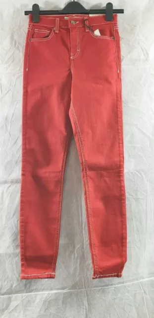 Topshop Jeans Jamie Red Women Denim High Waist Ankle Grazer Regular Fit W26 L30